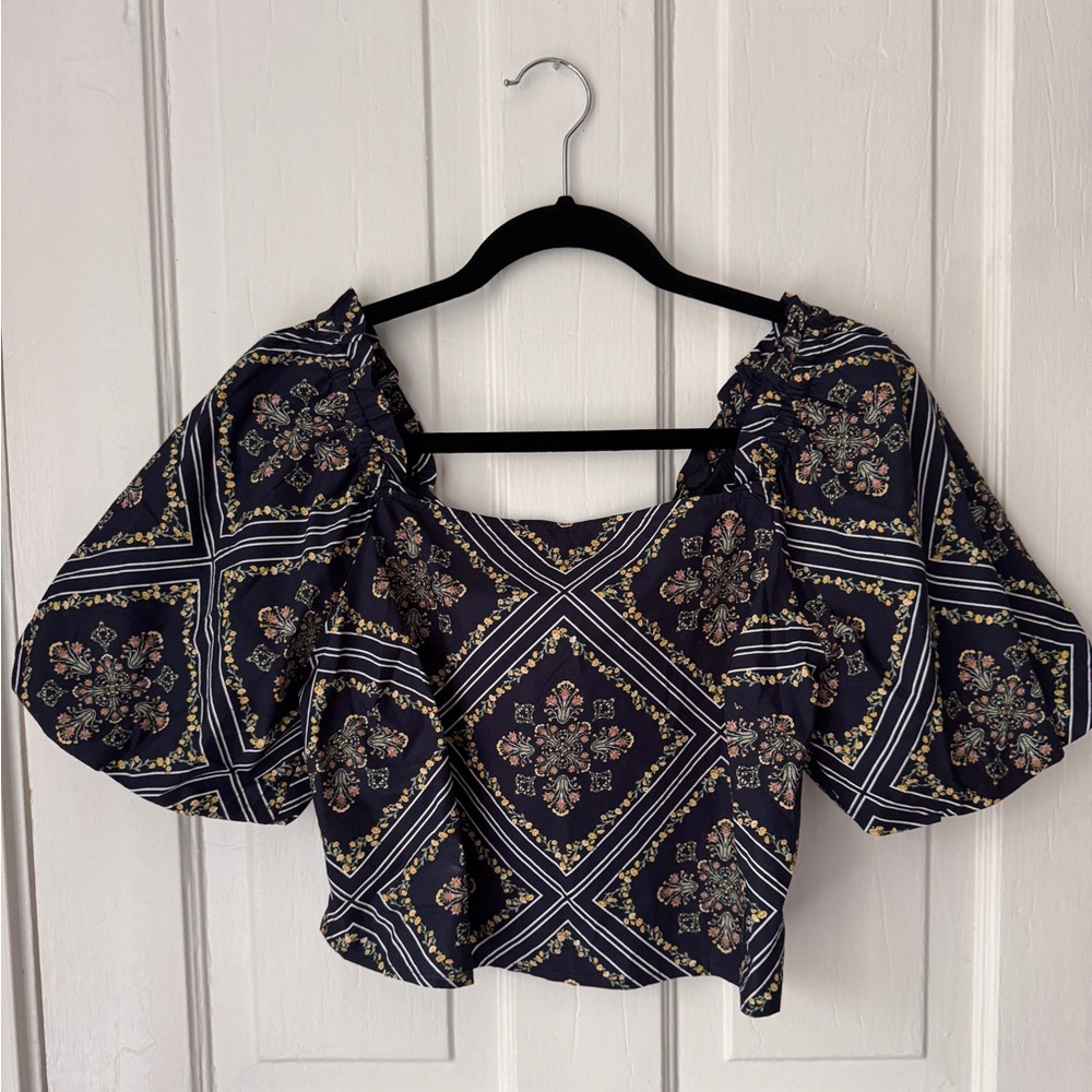 LOFT Tuilerie Square Neck Puff Sleeve Top